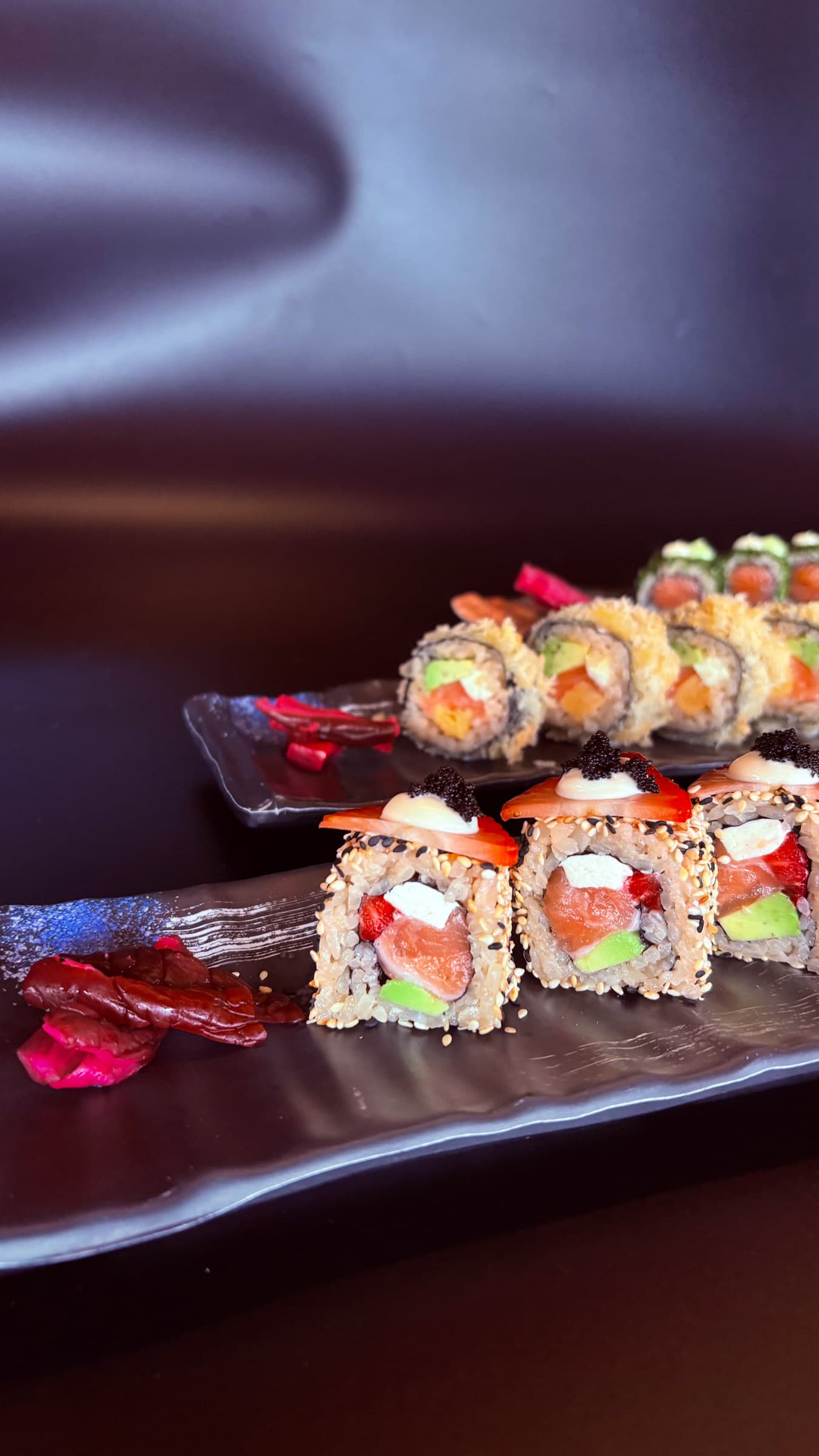 Signature sesame rolls with caviar